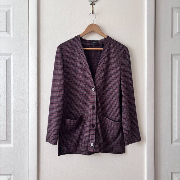 NOT FOR SALE Theory Collins Houndstooth Knit Slit Cardigan - Picture 2 of 8